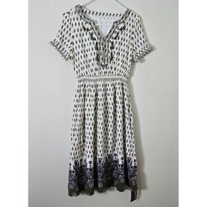 Fangyan Dress Sylphide Womens Small Short Sleeve Boho Paisley NWT V Neck